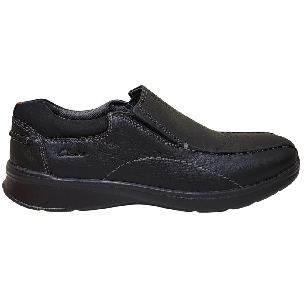 Clarks Men Cotrell Step Casual Slip On Loafers Size US 9W Black Oily Leather - Picture 2 of 5